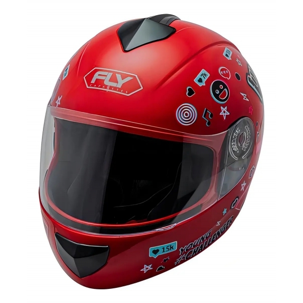 Capacete Moto Infantil Criança Fly Young Live Azul Preto Vermelho C/ Selo Inmetro Masculino Feminino - Vermelho