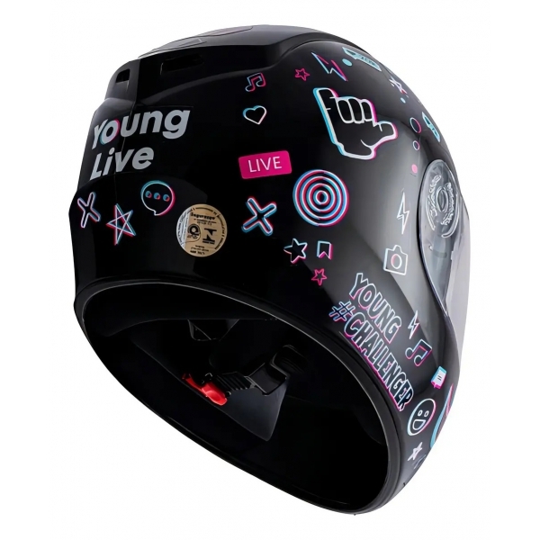 Capacete Moto Infantil Criança Fly Young Live Azul Preto Vermelho C/ Selo Inmetro Masculino Feminino - Preto