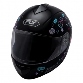 Capacete Moto Infantil Criança Fly Young Live Azul Preto Vermelho C/ Selo Inmetro Masculino Feminino - Preto